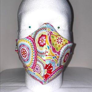 Adult Circles & Floral Print Face Mask New